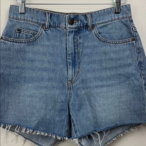 & Other Stories High Waist Raw Hem Denim Shorts
